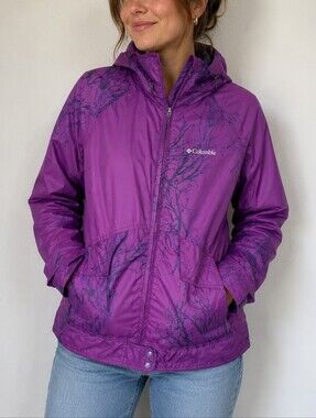 Columbia Omni-Tech Rain Jacket Women's SPurple Hooded Waterproof Resistant Coat